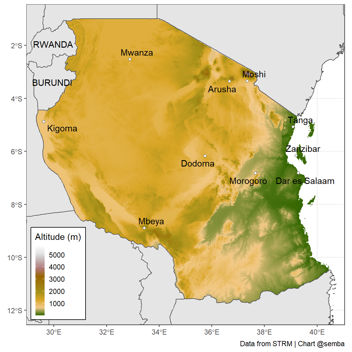 Topography of Tanzania