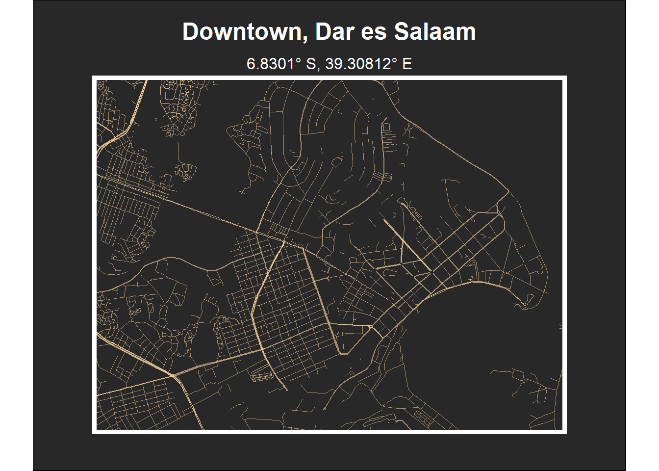 Artist Map of the downtown street of Dar es Salaam